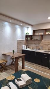 Kuchyň nebo kuchyňský kout v ubytování Apartments Green Beograd