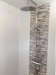 a shower with a shower head in a bathroom at The Beach House in Noordwijkerhout +30 photos