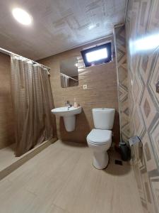 un piccolo bagno con un water e un lavandino di Mtirala House a Khala