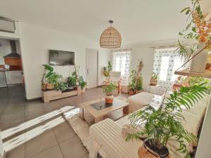 a living room filled with lots of potted plants at Chambre à 3 min de la Promenade des Anglais à pieds 200m in Nice