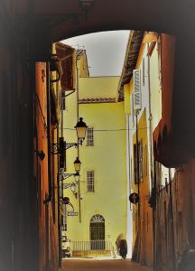 eine Gasse mit einem Torbogen in einem Gebäude in der Unterkunft Geoglobe Apartment in Pisa