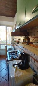a kitchen with a stove top oven in a kitchen at Antica Tibur in Tivoli +23 photos