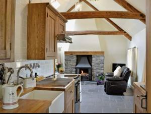 Köök või kööginurk majutusasutuses Awel Yr Mynydd