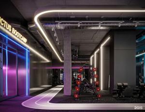 una sala de fitness con gimnasio y cinta de correr en Oasis апартаменты возле Хан-Шатыра, en Astana
