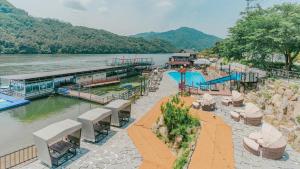 a view of a river with a water slide at Gapyeong leupuang pension in Gapyeong