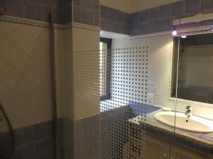 a bathroom with a sink and a mirror at La Maison de Louise in Altillac +15 photos