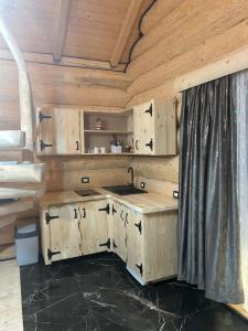 Dapur atau dapur kecil di Cabana De Vis Pietrosul