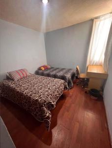 a bedroom with a bed and a desk in it at Habitación doble CAPU in San Felipe Hueyotlipan