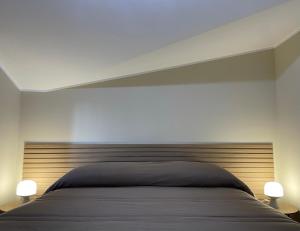 a bedroom with a large bed with two lamps at BINARIO CALMO al 49 in Avezzano