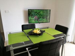 Televízia a/alebo spoločenská miestnosť v ubytovaní Apartments Tih