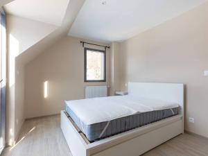 ein Schlafzimmer mit einem großen Bett in einem weißen Raum in der Unterkunft Maison Neuve 7 Pers Loudenvielle Proche Centre avec Wifi - FR-1-695-65 in Loudenvielle