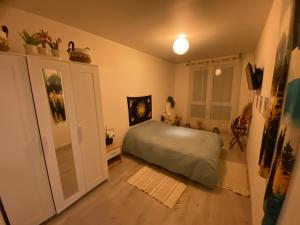 ein Schlafzimmer mit einem Bett in einem Zimmer in der Unterkunft Appartement meublé et cosy in Gennevilliers
