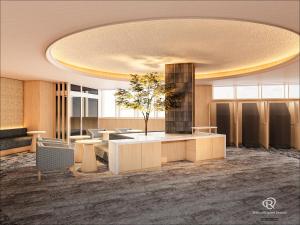 a rendering of a lobby with a table and chairs at Daiwa Roynet Hotel Mito in Mito