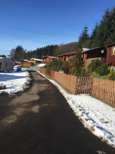 GlendevonにあるLewis Lodgeの雪の住宅街の空き道