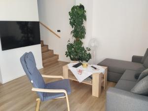 a living room with a table and a couch at Apartmán Dáša in Frymburk