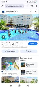 a screenshot of a website of a swimming pool at Encontro das águas in Caldas Novas
