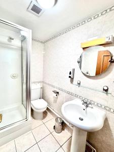 a bathroom with a sink and a toilet and a shower at George And Dragon Place in Chester +20 photos