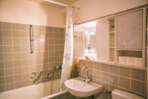 a bathroom with a sink and a shower and a sink at GMA Apartment B12 in Lahr