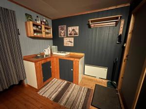 a room with a small counter in a room at Turifoss Camping Cabin 1 in Meråker