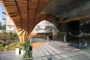 an external view of a building with a wooden ceiling at Liv City Hotels in Istanbul