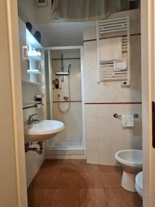 a bathroom with a sink and a shower and a toilet at Raggio di Sole in Rome +15 photos