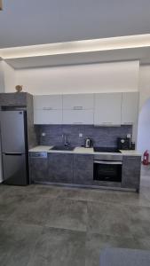 Kuchyň nebo kuchyňský kout v ubytování Barewake's Place 2 Modern Cycladic Apt and Seafront View South Paros