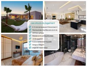 a collage of pictures of a house at Villa Eline - Wifi, Piscine chauffée, Sans vis-à-vis in Marrakech