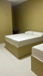 un dormitorio con dos camas en una habitación en Karajas hotel, en Quixeramobim