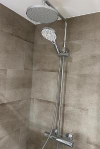 a shower with a shower head in a bathroom at Alpen Studio Ellmau III in Ellmau