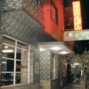 a building with a sign on the side of it at Hotel Wilton in Mar del Plata