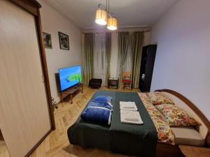 Postel nebo postele na pokoji v ubytování Kaunas Center Apartment