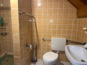 ein Badezimmer mit Toilette und Waschbecken in der Unterkunft Singh in Troisdorf