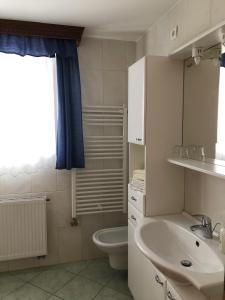 a bathroom with a sink and a toilet at Sobe apartma Milena in Bled
