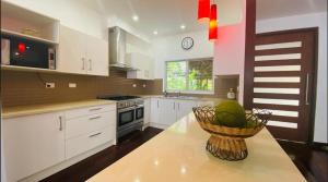Qualius Lodge is Mele Bays WOW factor and Private Paradise的厨房或小厨房