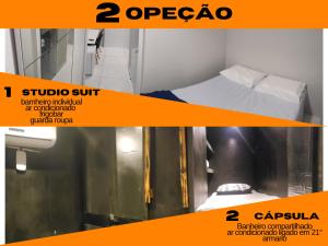 巴拉奈里奥-坎布里乌Oito80的一张带床和海报的房间的照片