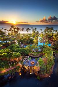 an aerial view of a resort at sunset at The Westin Maui Resort & Spa, Ka'anapali in Lahaina
