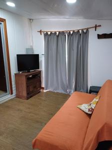 Guazuvira a 2 cuadras de la playa的电视和/或娱乐中心