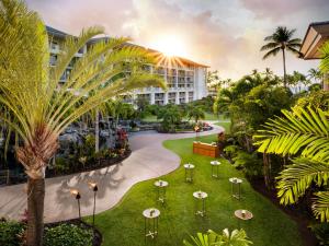 an aerial view of the courtyard of a resort at Fairmont Orchid in Waikoloa
