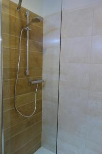 a shower with a hose in a bathroom at Chesa Muragls in Pontresina +19 photos