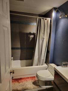 a bathroom with a toilet and a bath tub at 420 Friendly CRNRM Nad's Place in Highlands Ranch