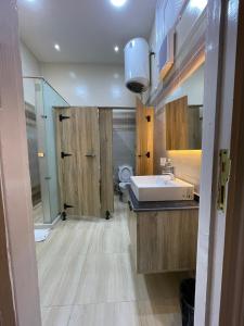 ein Badezimmer mit Waschbecken und Toilette in der Unterkunft Cairo Hub in Kairo + 37 Fotos