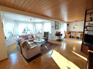 a living room with a couch and a table at Kaiserberg-Apartments "Nahe dem Hohenstaufen" in Wangen