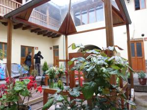 a group of people standing in a greenhouse with plants at OkiDoki Cusco Hostal in Cusco