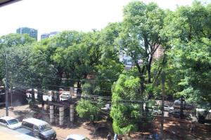 a view of a parking lot with trees and cars at Stefanich Aparthotel 2122 in Ciudad del Este