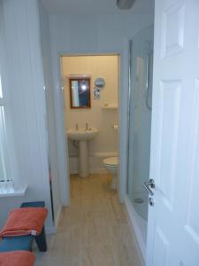 een badkamer met een toilet en een wastafel bij The Northwood in Colwyn Bay