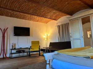 TV a/nebo společenská místnost v ubytování Auern Apartement