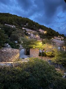 a village on a hill at night at Kameni cvijet in Murvica