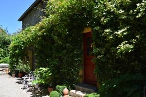 a building with a red door covered in ivy at Maison d'hôtes "Les Tillets" in Bois-Sainte-Marie