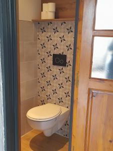 a bathroom with a toilet in a room at Bienvenue chez vous ! in LʼEstrade