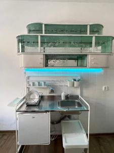 a kitchen with a sink and a counter top at Apartment Katowice Center - Słowackiego in Katowice